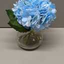 Artificial Hydrangea Flowers with Glass Vase & Fake Water - Faux Hydrangea for Home Table, Wedding Party, Office Decor | Realistic Fake Hydrangeas, Silk Flowers for Vase Arrangement(Hydrangea, blue)