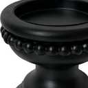 dwellington Farmhouse Rustic Wood Pillar Candle Holder, Decorative Beaded Candlestick Holder Stand for Home Dcor, Gifts, Wedding (Black)