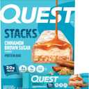 Quest Nutrition Stacks Protein Bars, Cinnamon Brown Sugar, 20g Protein, 2g Net Carbs, 1g Sugar, High Fiber, Low Sugar, Gluten Free, 4 Count