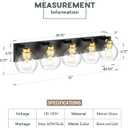 Bathroom Light Fixtures, 5-Light Black and Gold Bathroom Vanity Light, 32 Inch Modern Wall Sconces with Globe Clear Glass Shade, Vanity Lighting Fixtures Over Mirror, VL195-KG-5