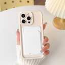 Lovmooful Compatible for iPhone 13 Pro Max Case Cute Color Card Holder Design for Girls Women Soft TPU More Shockproof Protective Girly for iPhone 13 Pro Max Case-White