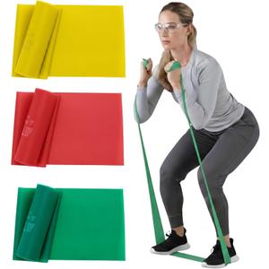 THERABAND Resistance Bands Set, Beginner Kit, Yellow, Red, Green, Latex Elastic Bands for Exercise & Physical Therapy, Strength Training for Upper & Lower Body Fitness