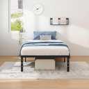 NEW JETO Metal Bed Frame,Twin Size Bed Frame with Storage Space,Heavy Duty Sturdy Mattress Foundation,Easy Assembly,No Box Spring Needed, Black,18 Inch,Twin
