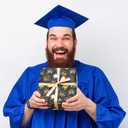 Graduation Gift Wrapping Papers, 6 Sheets Black and Gold FINISH SCHOOL GRAD Champagne Patterns Gift Wrap, 20 x 28inch per Sheet with 1 Roll Gold Ribbon for 2025 Graduation Party Gift Wrap DIY Craft