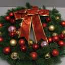 Lulu Home 16 Inch Pre-lit Christmas Wreath with Hook, Battery Operated Christmas Wreath Decorative Christmas Balls Hanging Ornament, Artificial Door Wreath 40 Clear LED Lights