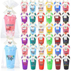 Skylety 36 Sets Nurse Appreciation Gifts, 16 oz Reusable Tumblers with Lids for Nurse Week 2026, Thank You Plastic Nursing Cups with Bow Cards and Opp Bags for Lpn Cna Rn Np Healthcare(Vivid)