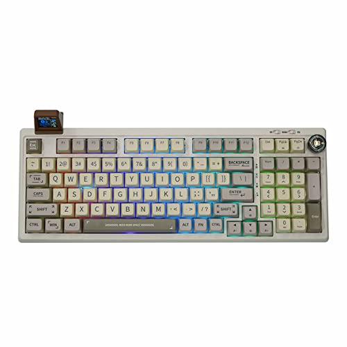 EPOMAKER RT100 97 Keys Gasket BT5.0/2.4G/USB-C Mechanical Gaming Keyboard with Customizable Display Screen, Knob, Hot Swappable Socket, 5000mAh Battery for Win/Mac (Wisteria Linear Switch)