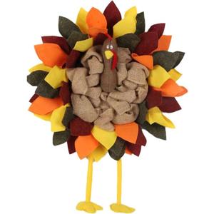 Thanksgiving Turkey Wreath Thanksgiving Wreath for Front Door Thanksgiving Door Decorations Turkey Decor (Yellow, 58cm)