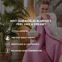 Goqan Muslin Blanket King Size 90x108 100% Turkish Cotton 4 Layer Boho Muslin Blanket for Adults, Four Season, Lightweight and Thin, Soft, Breathable for Bed, Couch - Pink