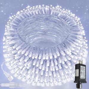 Connectable 200 LED String Lights Indoor Outdoor, 66FT Cool White Christmas Lights Waterproof, 13 Modes with Timer, Twinkle Fairy Lights Plug in Clear Wire for Christmas Tree, Bedroom, Classroom Decor