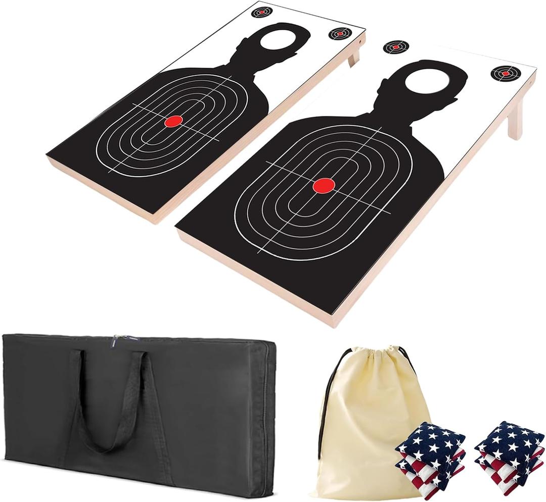 42ft Cornhole Board Set,Wooden Corn Hole Games for Adults Bean Bag Toss Game Set, w/ 8 Corn Hole Bags, & 2 Cornhole Board & a Carrying Case for Wedding/Party/Outdoor/Hiking/Yard (Target design)