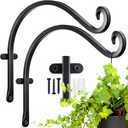 AJART Hanging Plant Hanger Outdoor: 12-Inch Bird Feeder Wall Hooks - Black Metal Plant Bracket Hook for Hanging Flower Baskets