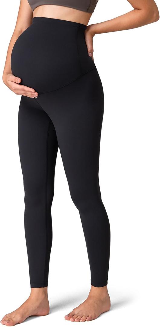 Colorfulkoala Womens Dreamlux Maternity Leggings Over The Belly 25" / 28" Inseam Soft Workout Activewear Yoga Pregnancy Pants (Small, Black)