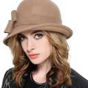 Wool Felt Vintage Winter Warm Hats for Women Bowknot Pillbox Cap Ladies Fascinator Kentucky Party Ceremony Church Fedoras (Red)
