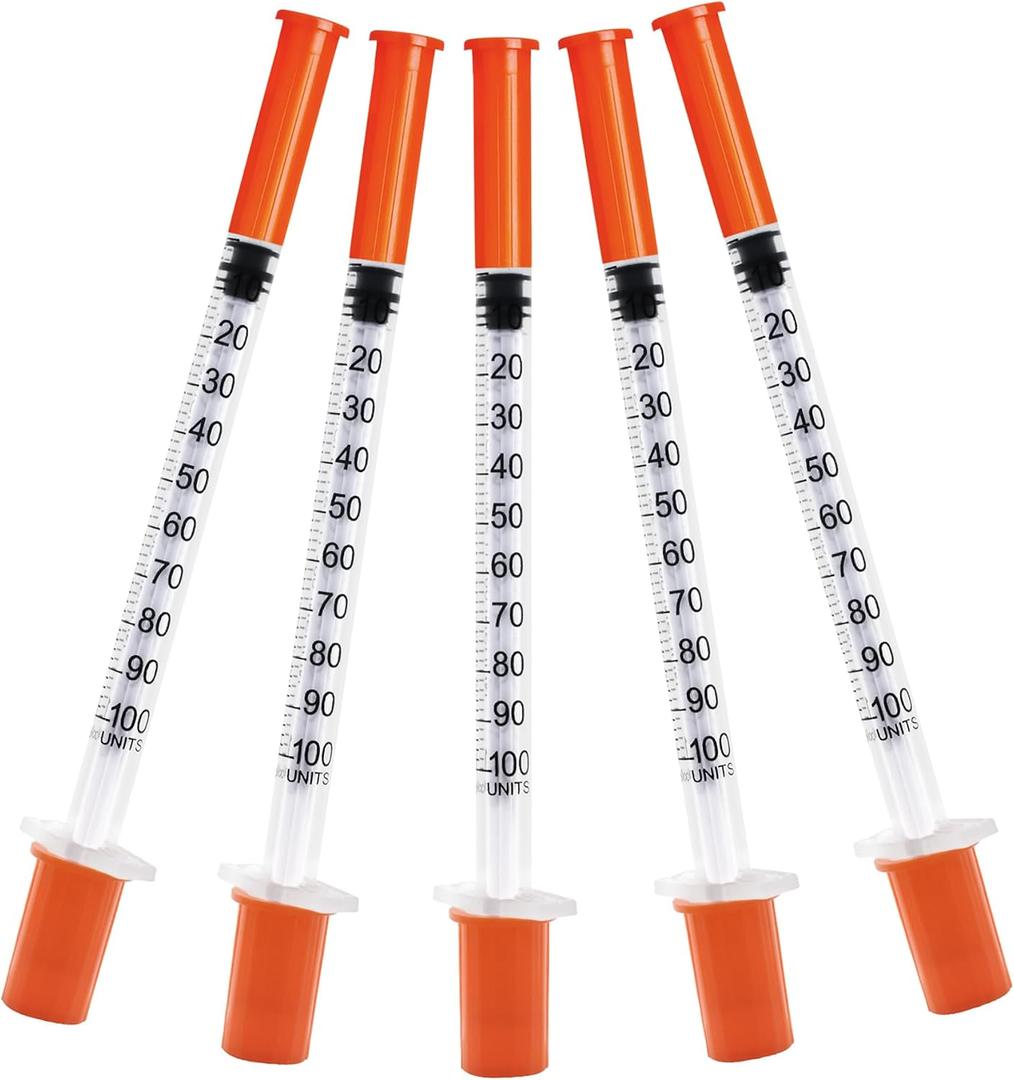 31G 1cc 1/4 Inch (6mm) Syringe, U-100 Syringe with Needle, Individually Wrapped, Pack of 100