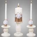 Zhehao 3 Pcs Unity Candles with Holder Set 6 in Pillar Two 10 in Taper Wedding Candles Rustic Wedding Accessories for Reception Ceremony Decorative Farmhouse Candle Holder Pillar for Formal Church