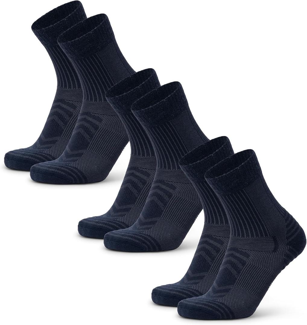 DANISH ENDURANCE Hiking Socks, Lightweight, Merino Wool Socks for Men & Women, Moisture Wicking & Thermal, 3 or 5 Pack (Black)