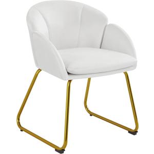 Yaheetech Modern Velvet Vanity Chair Armchair, Flower Shaped Makeup Chair with Golden Metal Legs for Living Room/Makeup Room/Bedroom/Home Office/Kitchen, White Yaheetech Modern Velvet Vanity Chair Armchair, Flower Shaped Makeup Chair with Golden Metal Legs for Living Room/Makeup Room/Bedroom/Home Office/Kitchen, White