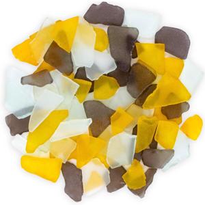 Sukh 15 OZ Frosted Sea Glass - Sea Glass Vase Fillers for Crafts Beach Beads Large Beach Pieces vase fillers for Home Decor Aquarium DIY Crafts (Black Tea & Clear & Orange Mix)