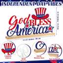 2 x Metal God Bless America Table Decor Sign with Wood Base, 6.18 x 11.81 inches