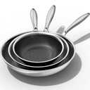 Non Stick Pots and Pans 4 Set Tri Ply Stainless Steel Cookware Set 9pcs Induction Kitchen Cookware Sets