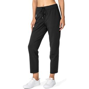 G Gradual Women's Pants with Deep Pockets 7/8 Stretch Ankle Sweatpants for Golf, Athletic, Lounge, Travel, Work (Medium, Black)