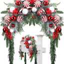 Liliful Christmas Mailbox Swag Red Green White 88 Inch Xmas Mailbox Swag Traditional Artificial Christmas Decorations for Home Indoor Outdoor Decorations