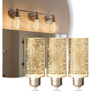 JandCase LED Bulb,5W,3000K,500LM Dimmable E26 Acrylic Bubble Bulb with Ceramic Base, Suitable for E26 Lighting Fixtures Including Chandeliers, Wall Sconces, Table Lamps, and Vanity Lights-3 Pack