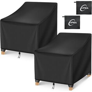 Kipiea Patio Chair Covers Waterproof Winter 2 Pack - Heavy Duty Lawn Outdoor Furniture Chair Covers with Anti UV and No Tears, No Fading (38" W x 31" D x 31" H)