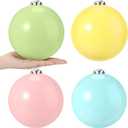 Leyndo 4 Pcs Large Pastel Christmas Balls Ornaments Macaron Christmas Plastic Ball Ornaments Pink Blue Green Yellow Shatterproof Xmas Tree Hanging Decor for Home Xmas Holiday Party Decor(6 Inch)