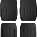 FH Group Faux Leather Deep Dish Car Floor Mats – Trim-to-Fit, Universal Fit Full Set Automotive Floor Mats for Cars, SUVs & Trucks, Durable All-Weather Interior Protection, Black