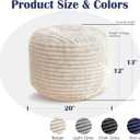 Round Pouf Ottoman,Corduroy Foot Rest,Beige,18x14 in, 18"D x 18"W x 13"H