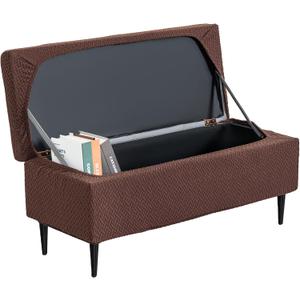 GOSTADY Ottoman Covers, Stretch Folding Storage Stool Slipcover Furniture Protector, Rectangle Bench Footstool Cover with Elastic Bottom, Soft Jacquard Fabric Removable Washable, Large (07)