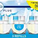 Febreze Plug-In Air Freshener, Odor-Fighting Scented Oil Refill, Air Fresheners for Home and Bathroom and Kitchen, Long Lasting for Strong Odors, Linen & Sky Scent, 0.87oz Refills, 3 Count (Pack of 1)