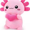 Achwishap Axolotl Plush,Axolotl Stuffed Animal Plush Toys,14 Salamander Plushie,Cute Plushies Soft Newt Plushy Kawaii Plushies Huggging Pillow,Cuddly Animal Body Pillow Gifts for Birthday(Pink)