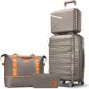 4 Piece Carry On Luggage Set 20 Inch, Expandable PP Hardshell Suitcase with Detachable Spinner Wheels & TSA Lock, Includes Cosmetic Case, Travel Tote & Toiletry Bag, Lightweight (Champagne)