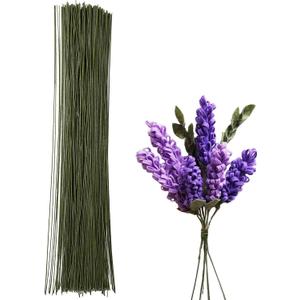 BEADNOVA Floral Stem Wire 50pcs 22 Gauge Fake Flower Stems Green Floral Wire for Flower Arrangement Florist DIY Bouquet (Dark Green, 50 Pcs)