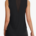 Rooscier Women's Mesh Sheer Round Neck Sleeveless Loose Workout Gym Shirt Tops, XL