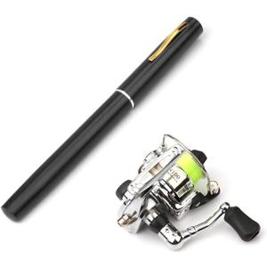 Lixada Fishing Rod Reel Combo Mini Pen Fishing Pole Kit Telescopic Fishing Rod Spinning Reel Combo Kit (63.0in/1.6m, Black)