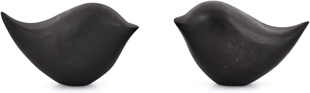 2 x Statues Modern Wooden Bird Dcor Set Handcrafted Acacia Wood Bird Statues (Set of 2) Natural Decorative Ornaments for Table, Shelf, or Entryway (3.5'' X 2'' X 2.25'')