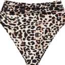 ZAFUL Women High Waisted Bikini Bottoms Ruched Swimsuit Bottom Tummy Control Bathing Suit Bottoms (Large, Leopard)
