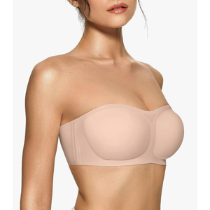 OEAK Womens Strapless Bras Push Up Bandeau Bra Non Slip Wireless Supportive Padded Bras Seamless Comfortable Tube Bra M
