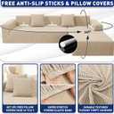 ZNSAYOTX Stretch Sectional Couch Covers New-Triangle Texture, Thick Slipcovers with Elastic Bottom for L Shape Sectional Sofa, 2 Pc Pet Friendly Universal Protector for(Sofa or Chaise), Khaki
