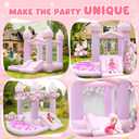 FBSPORT White Bounce House, Inflatable Bouncer with Air Blower,Indoor & Outdoor Bouncy Castle with Big Ball Pit for Wedding Party Kids Birthday Party, Easy to Install, Purple Pink