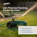 Orbit Traveling Tractor Water Sprinkler - Self-Propelled Traveling Sprinkler for Wide Lawn Coverage - Cast-Iron Body with Adjustable Coverage - Three-Speed - Automatic Shut Off - 58322