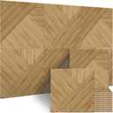 BUBOS Large Acoustic Panels,6 Pack Wood-Pattern Printing Soundproof Wall Panels, Total Size 70.8 x 47.2 Inches Self-Adhesive Decorative Sound Absorbing Panels for Studio, Home,Light Diamond Weave