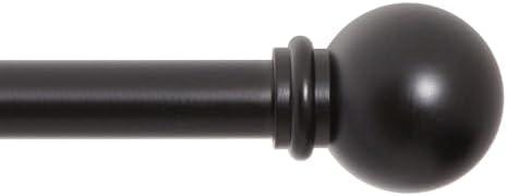 Kenney Chelsea Ball End Window Curtain Rod - Adjustable 28 to 48 Inches, Extendable Set, Black