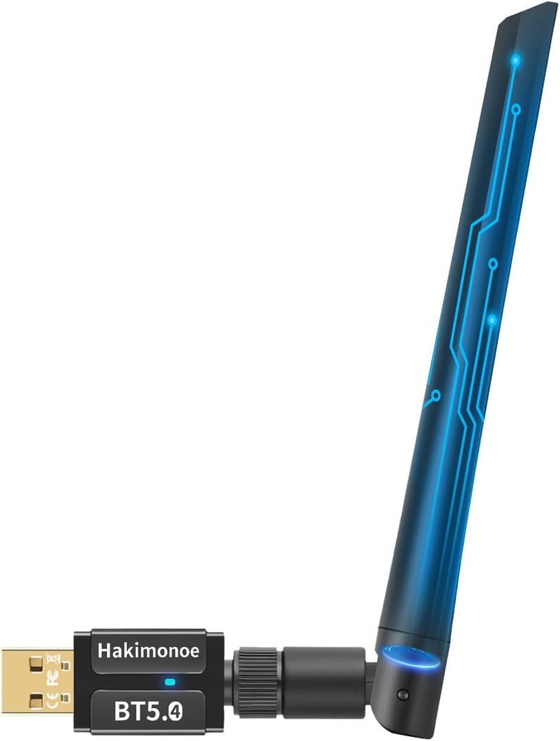 Long Range Bluetooth 5.4 Adapter for PC, Wireless USB Dongle External Antenna for Windows 11 10 8.1 7 Linux Laptop Desktop Computer, Pair with Bluetooth Headset Speaker Mice Keyboard Printer