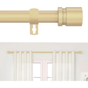 Gold Curtain Rods for Windows 30 to 75 Inches, 5/8 Inch Adjustable Heavy Duty Modern Curtain Rod with Adjustable Brackets, Easy Installation with Modern Finials, Adaptable to Various Styles of Rooms