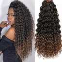 GoGo Curl Crochet hair 24inch Water Wave Crochet hair Ombre Synthetic Bohemian Crochet Braid Deep Wave Braiding hair Extensions(7Packs,1B/30)